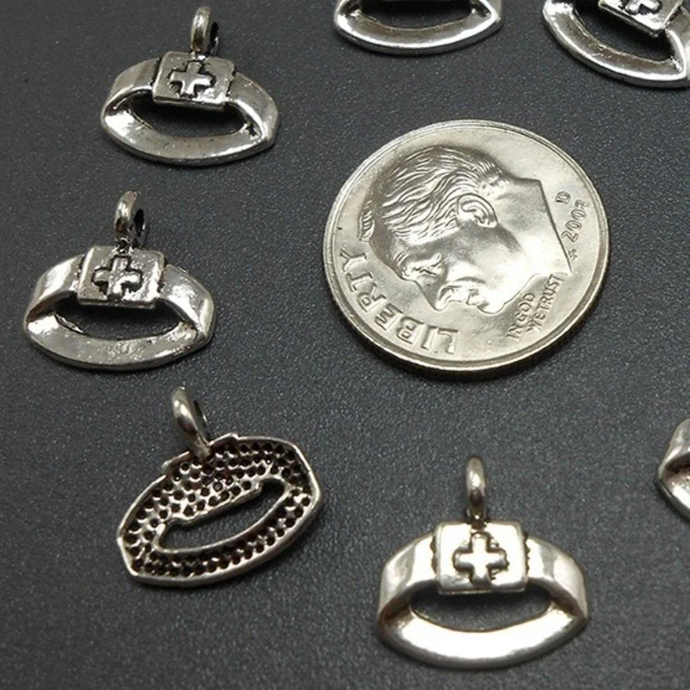 10pcs‎ Nurse Cap Charms, nursing, jewelry making supplies